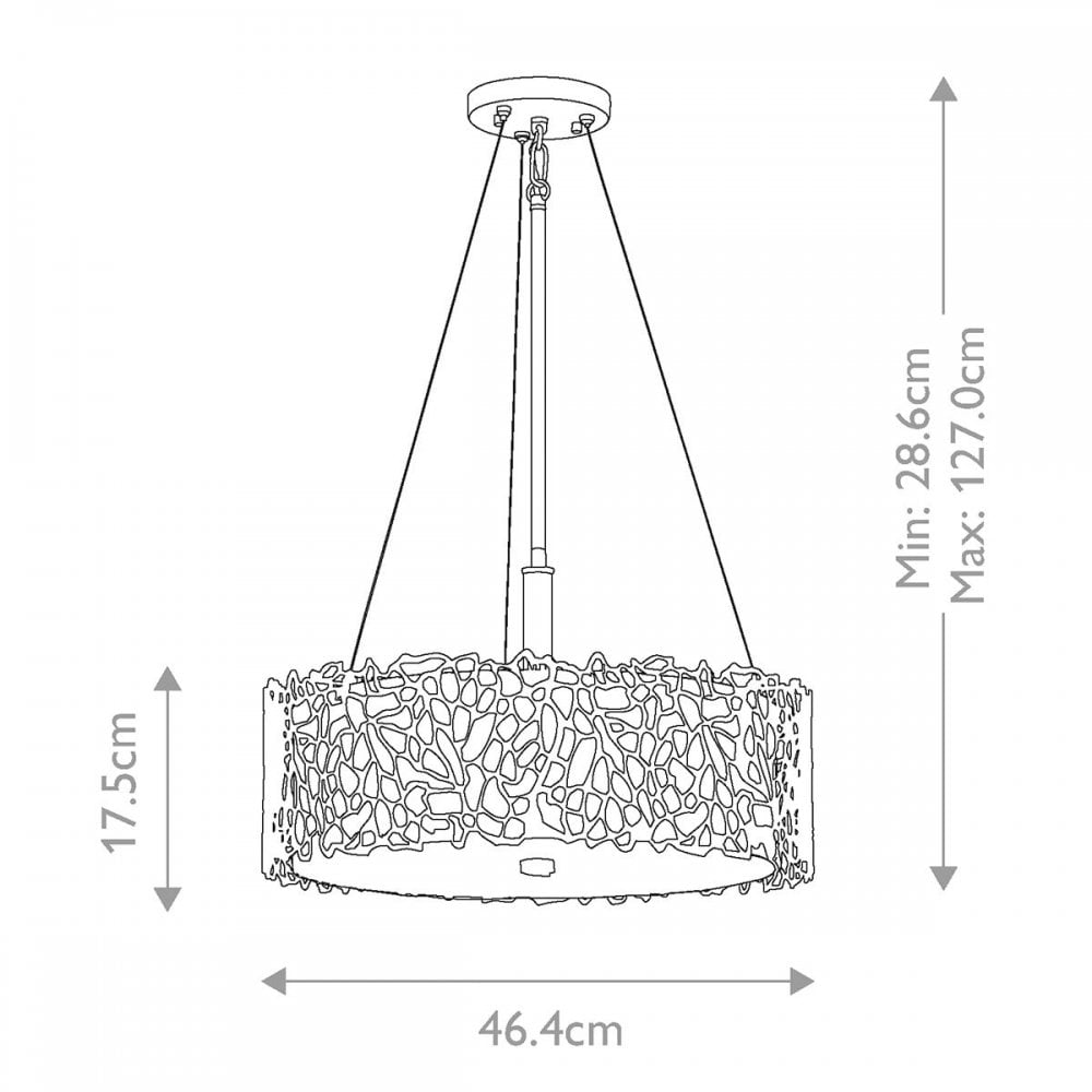 KL-SILVER-CORAL-P-A Silver Coral 3 Light Duo-Mount Pendant Classic Pewter