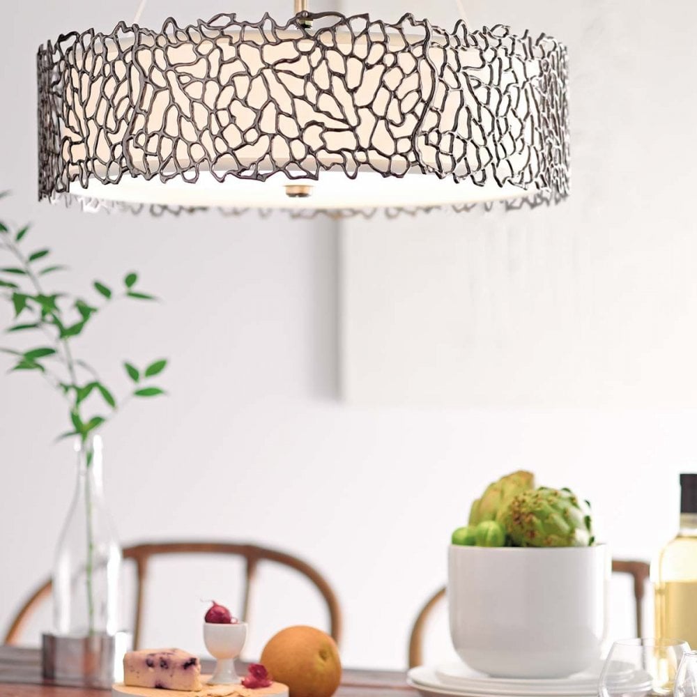KL-SILVER-CORAL-P-A Silver Coral 3 Light Duo-Mount Pendant Classic Pewter