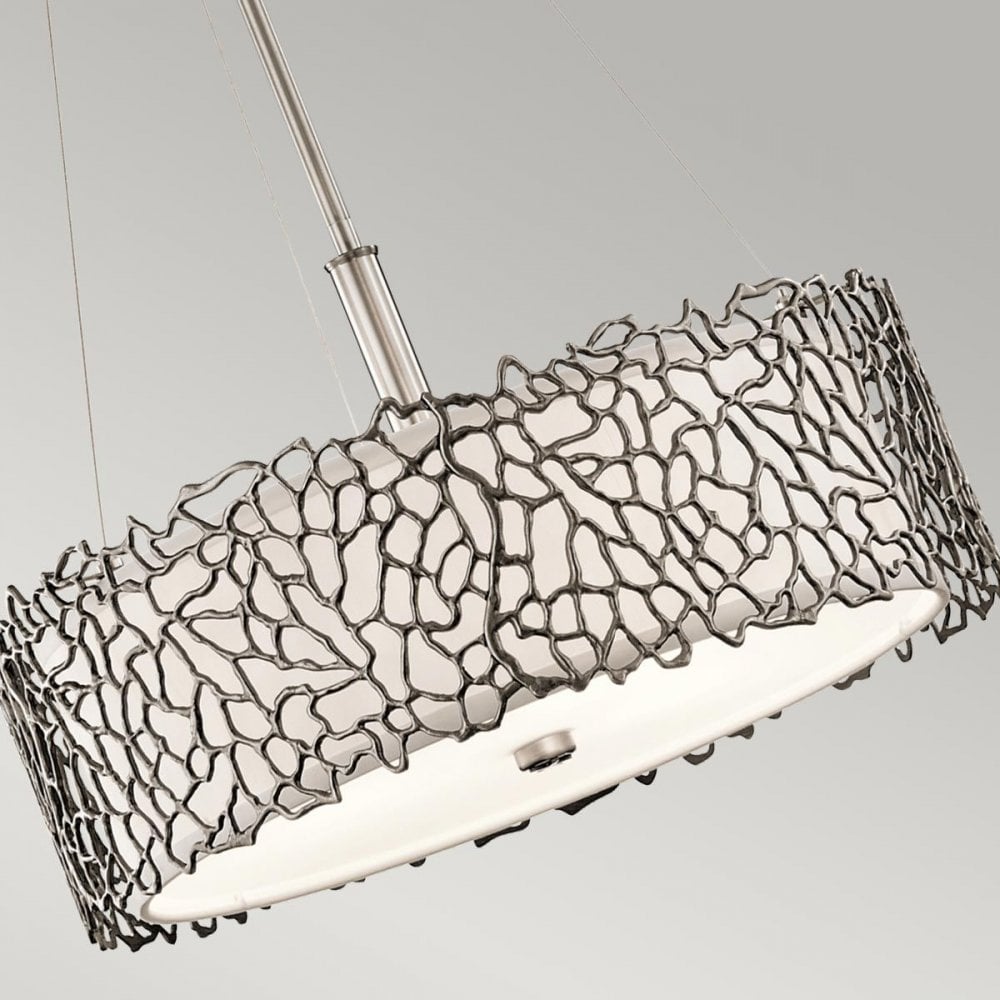 KL-SILVER-CORAL-P-A Silver Coral 3 Light Duo-Mount Pendant Classic Pewter