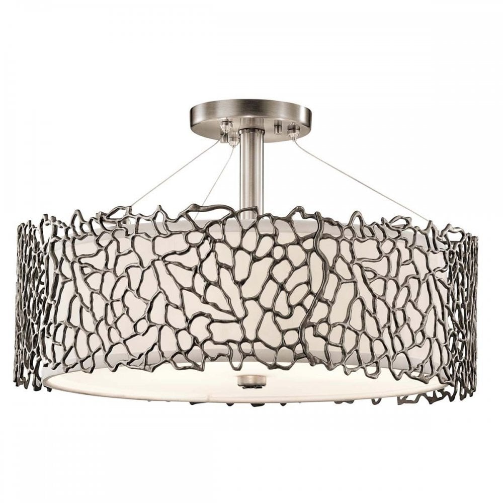 KL-SILVER-CORAL-P-A Silver Coral 3 Light Duo-Mount Pendant Classic Pewter