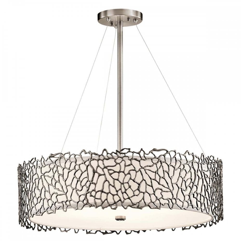 KL-SILVER-CORAL-P-B Silver Coral 4 Light Pendant Classic Pewter