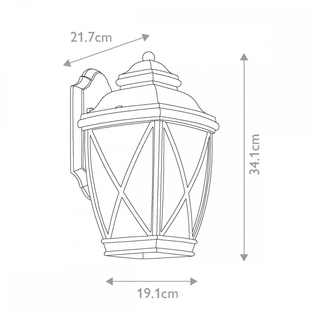KL-TANGIER2-M Tangier 1 Light Medium Wall Lantern Olde Bronze