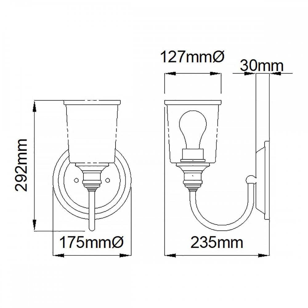 KL-WAVERLY1-NBR Waverly 1 Light Wall Light Natural Brass