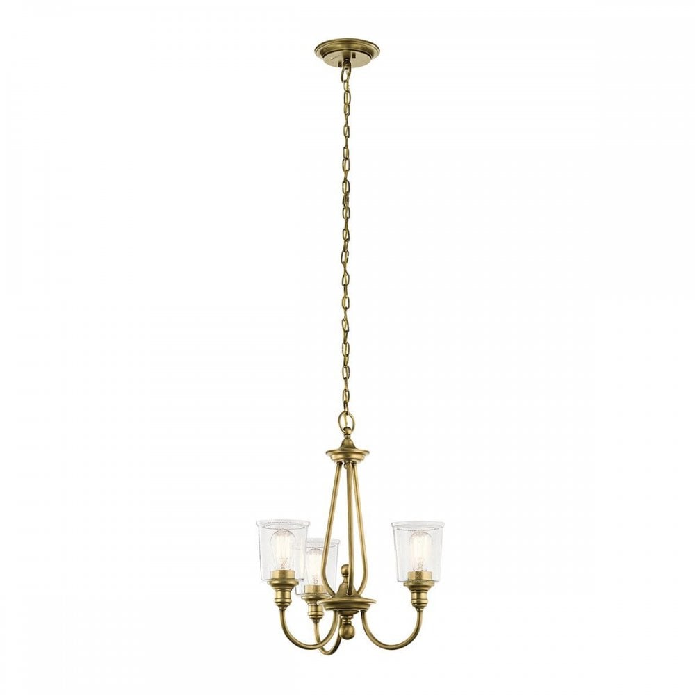 KL-WAVERLY3-NBR Waverly 3 Light Chandelier Natural Brass