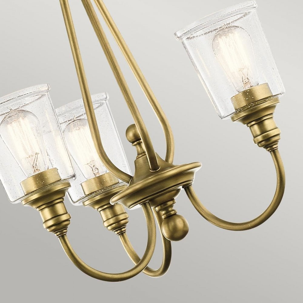 KL-WAVERLY3-NBR Waverly 3 Light Chandelier Natural Brass