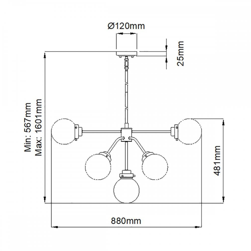 KULA9 Kula 9 Light Chandelier Polished Nickel