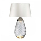 LENA-TL-L-SMOKE-OWSS Lena 2 Light Large Smoke Table Lamp with Off-white Shade Smoke-tinted Glass / Off-White Shade