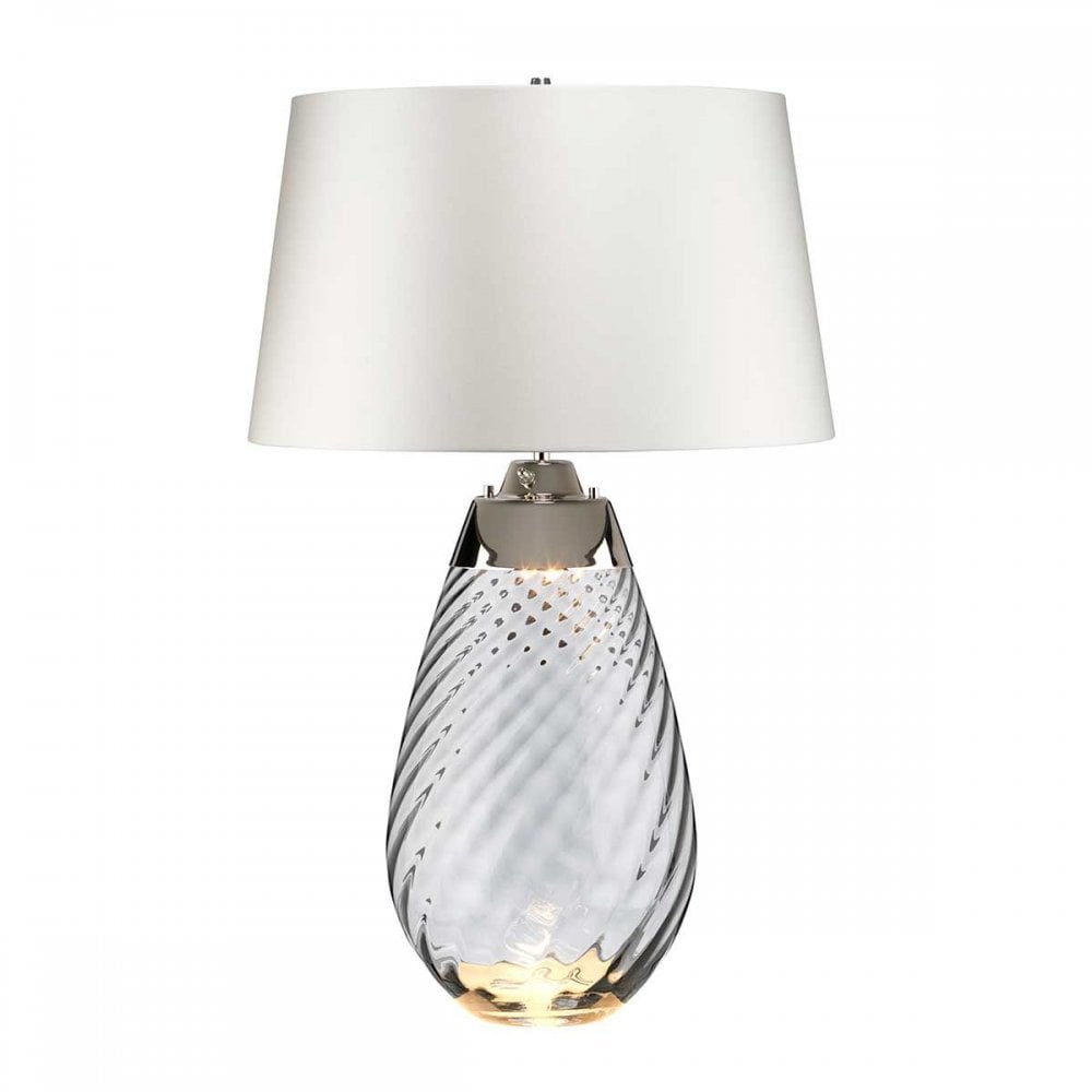 LENA-TL-L-SMOKE-OWSS Lena 2 Light Large Smoke Table Lamp with Off-white Shade Smoke-tinted Glass / Off-White Shade