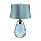 LENA-TL-S-BLUE Lena 2 Light Small Blue Table Lamp Blue-tinted Glass / Duck Egg Blue Shade
