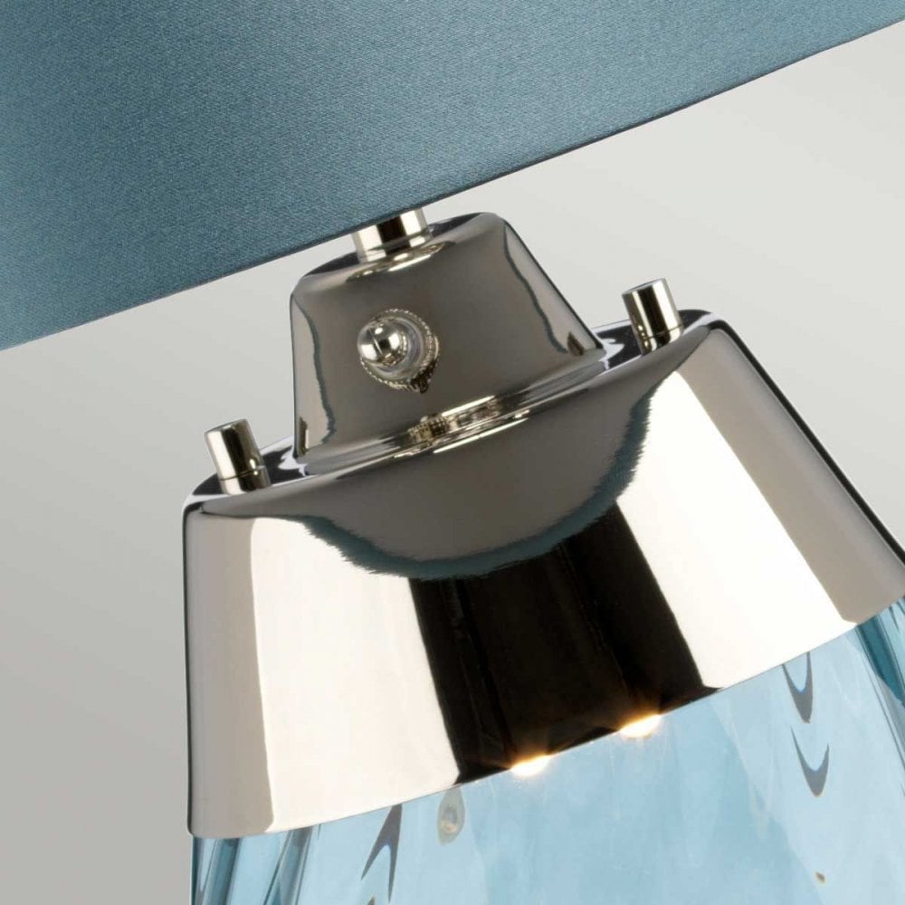 LENA-TL-S-BLUE Lena 2 Light Small Blue Table Lamp Blue-tinted Glass / Duck Egg Blue Shade