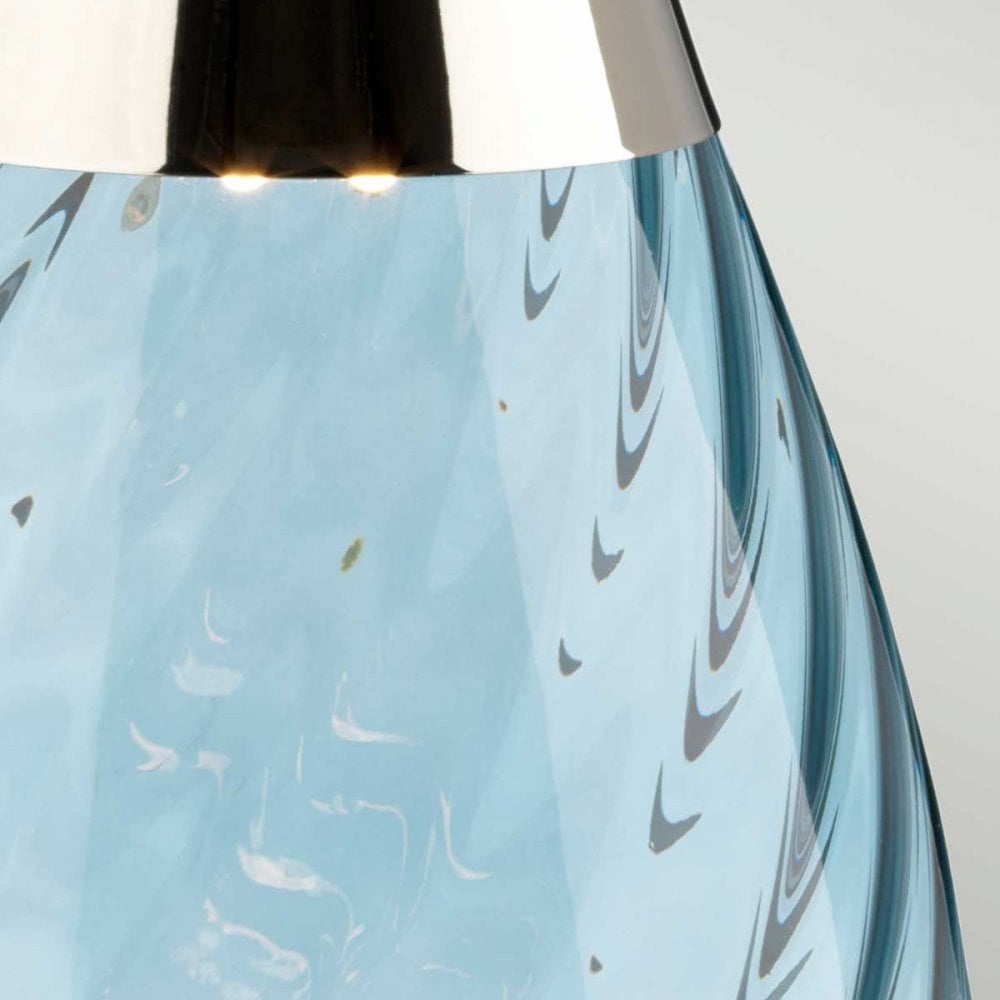 LENA-TL-S-BLUE Lena 2 Light Small Blue Table Lamp Blue-tinted Glass / Duck Egg Blue Shade