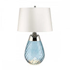 LENA-TL-S-BLUE-OWSS Lena 2 Light Small Blue Table Lamp with Off-white Shade Blue-tinted Glass / Off-White Shade