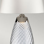 LENA-TL-S-BLUE-OWSS Lena 2 Light Small Blue Table Lamp with Off-white Shade Blue-tinted Glass / Off-White Shade