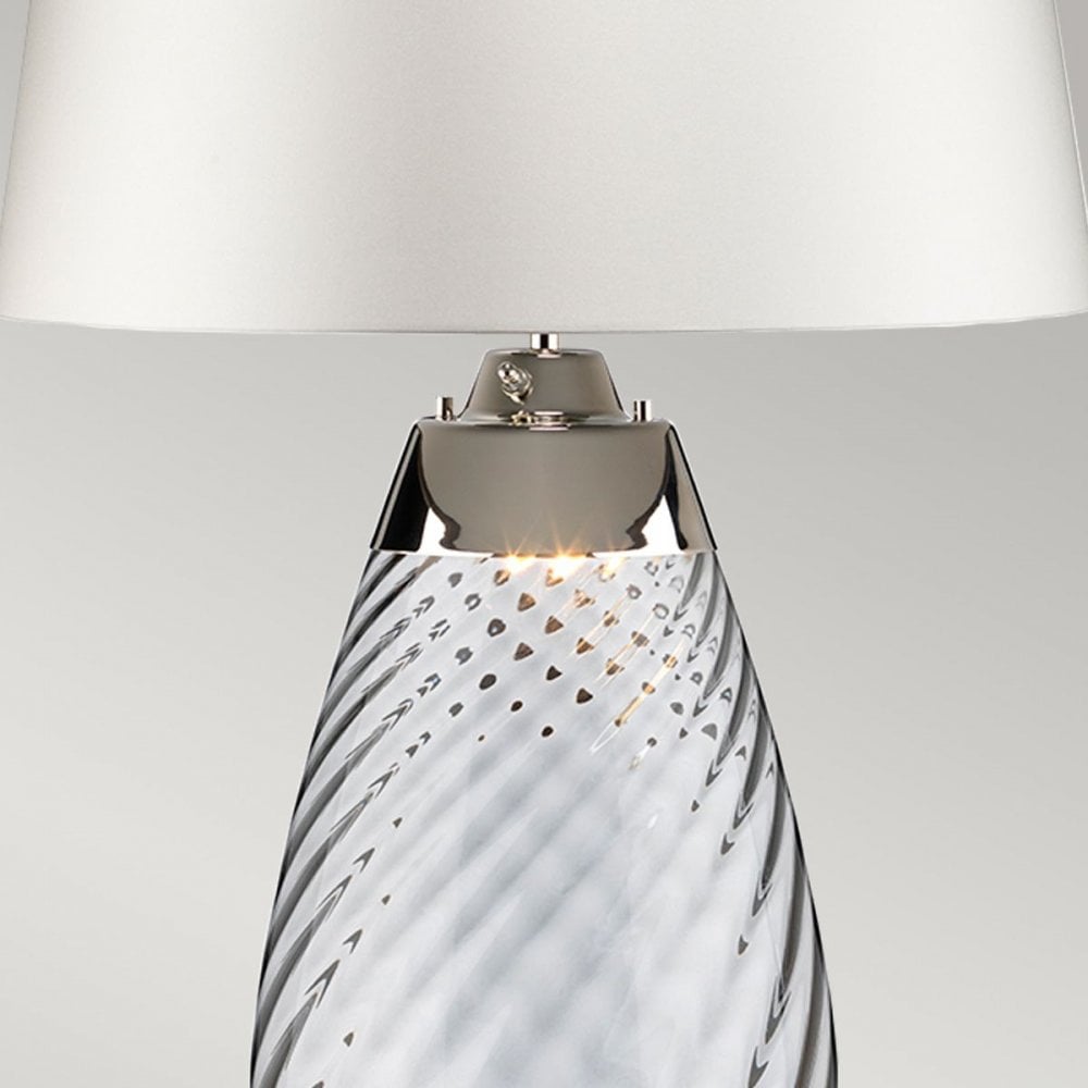 LENA-TL-S-BLUE-OWSS Lena 2 Light Small Blue Table Lamp with Off-white Shade Blue-tinted Glass / Off-White Shade
