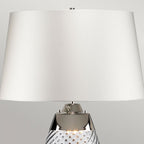 LENA-TL-S-BLUE-OWSS Lena 2 Light Small Blue Table Lamp with Off-white Shade Blue-tinted Glass / Off-White Shade