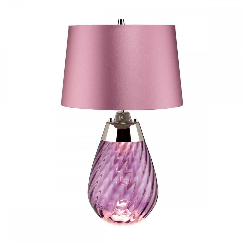 LENA-TL-S-PLUM Lena 2 Light Small Plum Table Lamp Plum-tinted Glass / Heather Shade