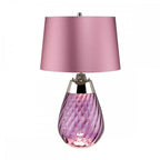 LENA-TL-S-PLUM Lena 2 Light Small Plum Table Lamp Plum-tinted Glass / Heather Shade