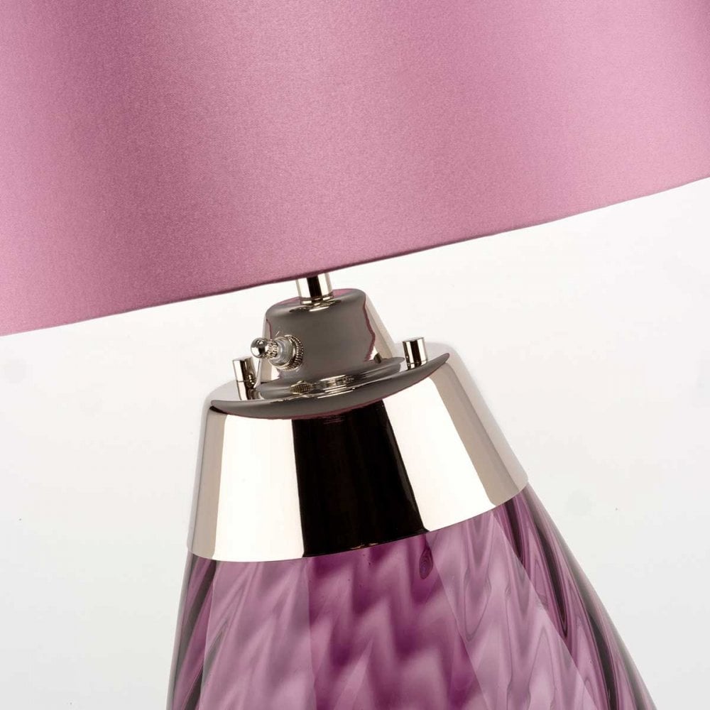 LENA-TL-S-PLUM Lena 2 Light Small Plum Table Lamp Plum-tinted Glass / Heather Shade