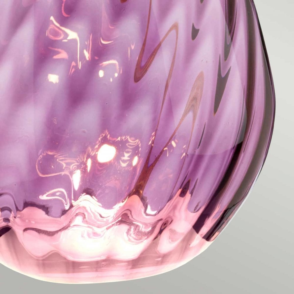 LENA-TL-S-PLUM Lena 2 Light Small Plum Table Lamp Plum-tinted Glass / Heather Shade