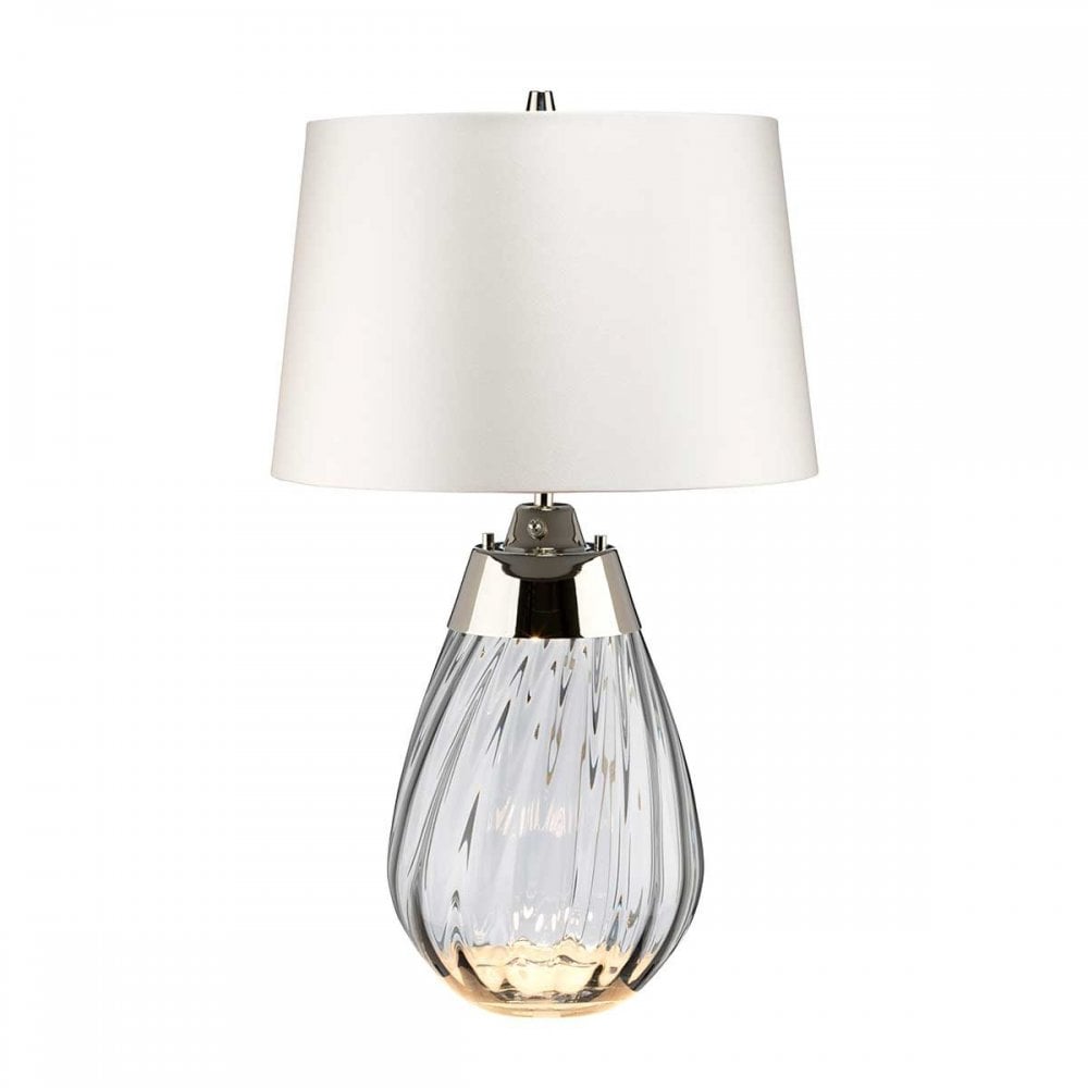 LENA-TL-S-SMOKE-OWSS Lena 2 Light Small Smoke Table Lamp with Off-white Shade Smoke-tinted Glass / Off-White Shade