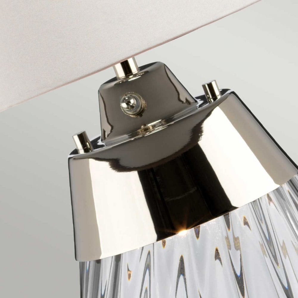 LENA-TL-S-SMOKE-OWSS Lena 2 Light Small Smoke Table Lamp with Off-white Shade Smoke-tinted Glass / Off-White Shade