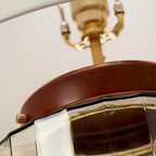 LUGA-TL-SMOKE Luga Table Lamp - Smoke Metalwork Aged Brass - Glassware Smoke - Wood Dark Stained