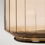 LUGA-TL-SMOKE Luga Table Lamp - Smoke Metalwork Aged Brass - Glassware Smoke - Wood Dark Stained