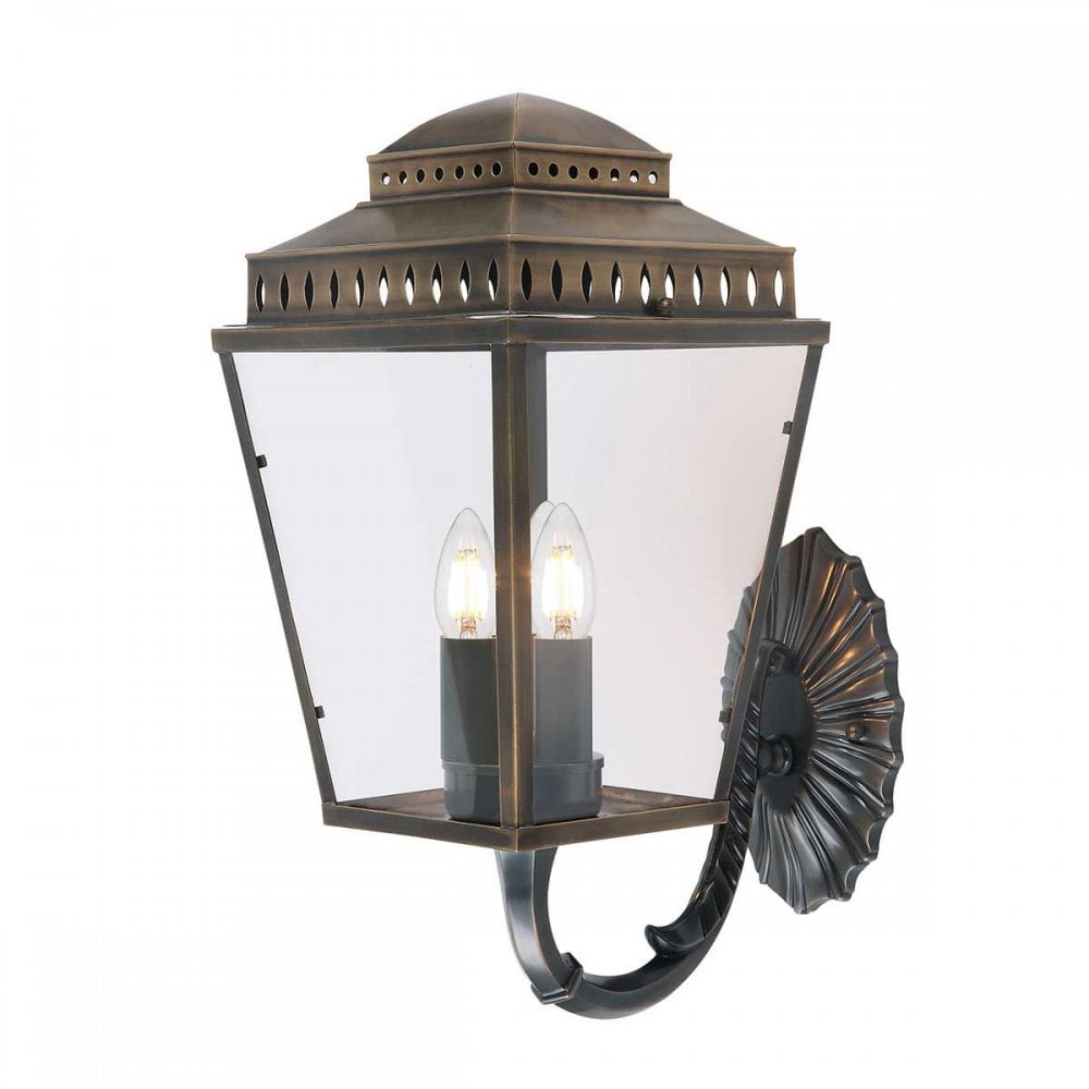 MANSION-HOUSE-WB1-BR Mansion House 3 Light Wall Lantern Aged Brass