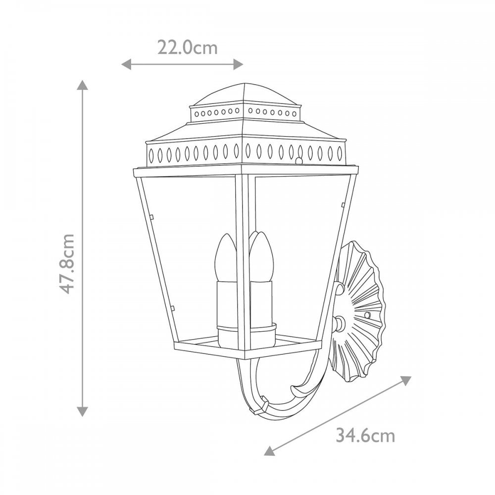 MANSION-HOUSE-WB1-BR Mansion House 3 Light Wall Lantern Aged Brass