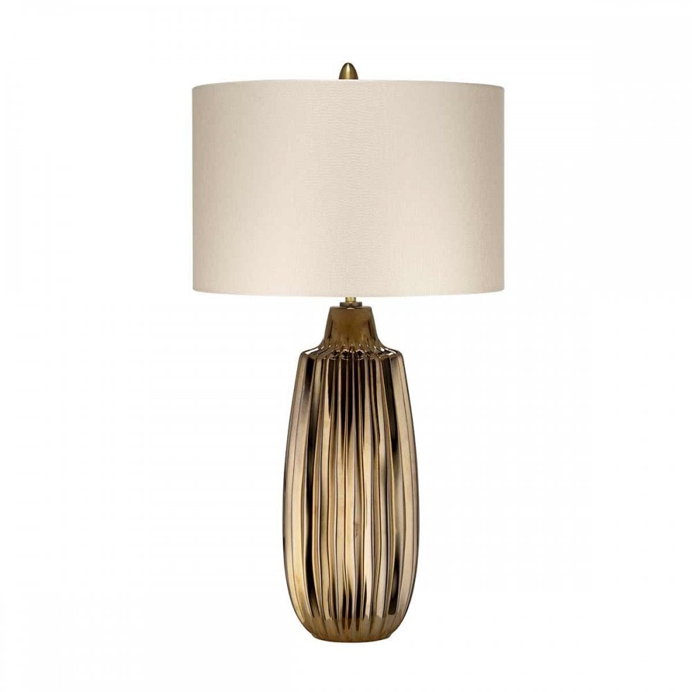 NEWHAM-TL-L Newham 1 Light Large Table Lamp Bronze Ceramic / Pearl shade