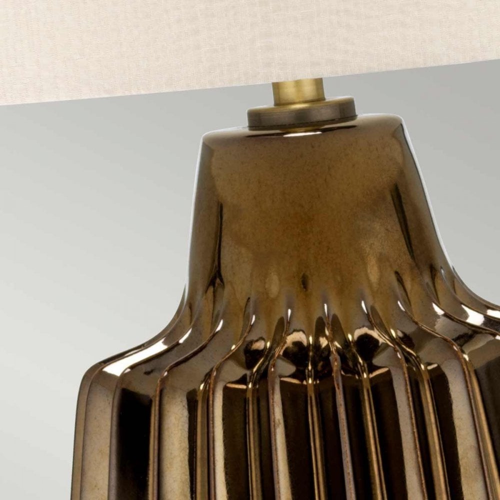 NEWHAM-TL-L Newham 1 Light Large Table Lamp Bronze Ceramic / Pearl shade