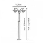 OS6-BLACK-C Oslo 2 Light Lamp Post - Black