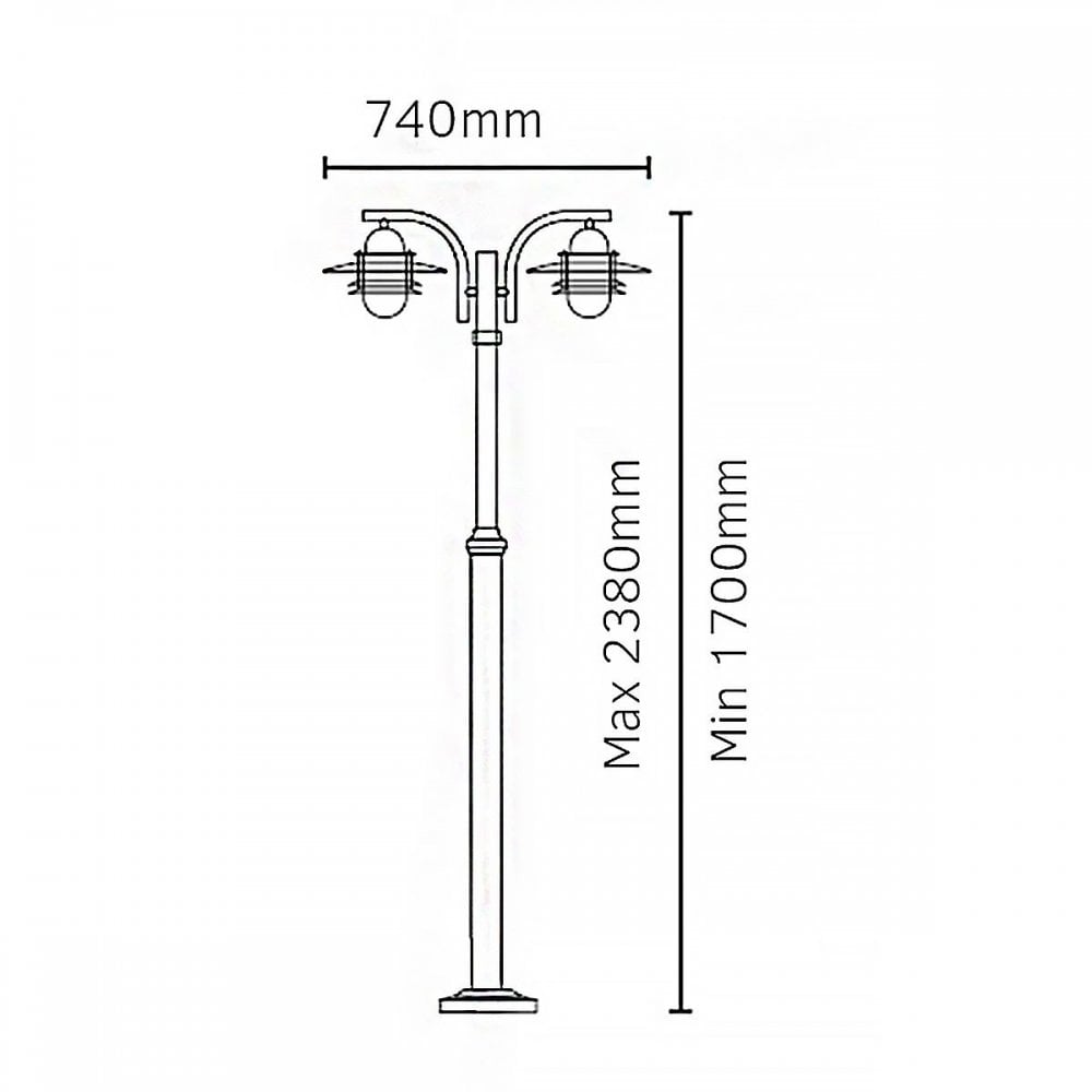 OS6-BLACK-C Oslo 2 Light Lamp Post - Black
