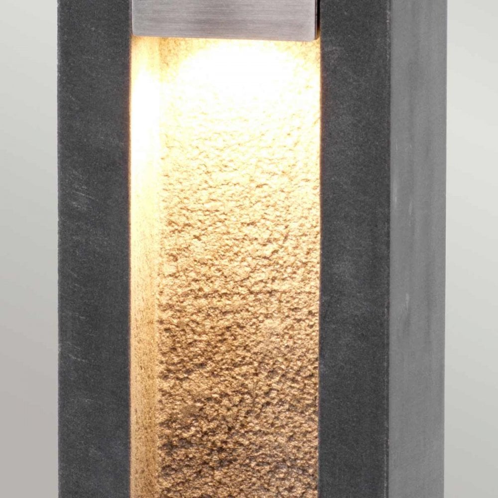 PARKSTONE-BOL-A Parkstone Large LED Bollard Basalt Stone with Stainless Steel