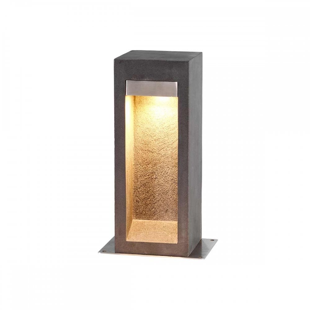 PARKSTONE-BOL-B Parkstone Medium LED Bollard Basalt Stone with Stainless Steel