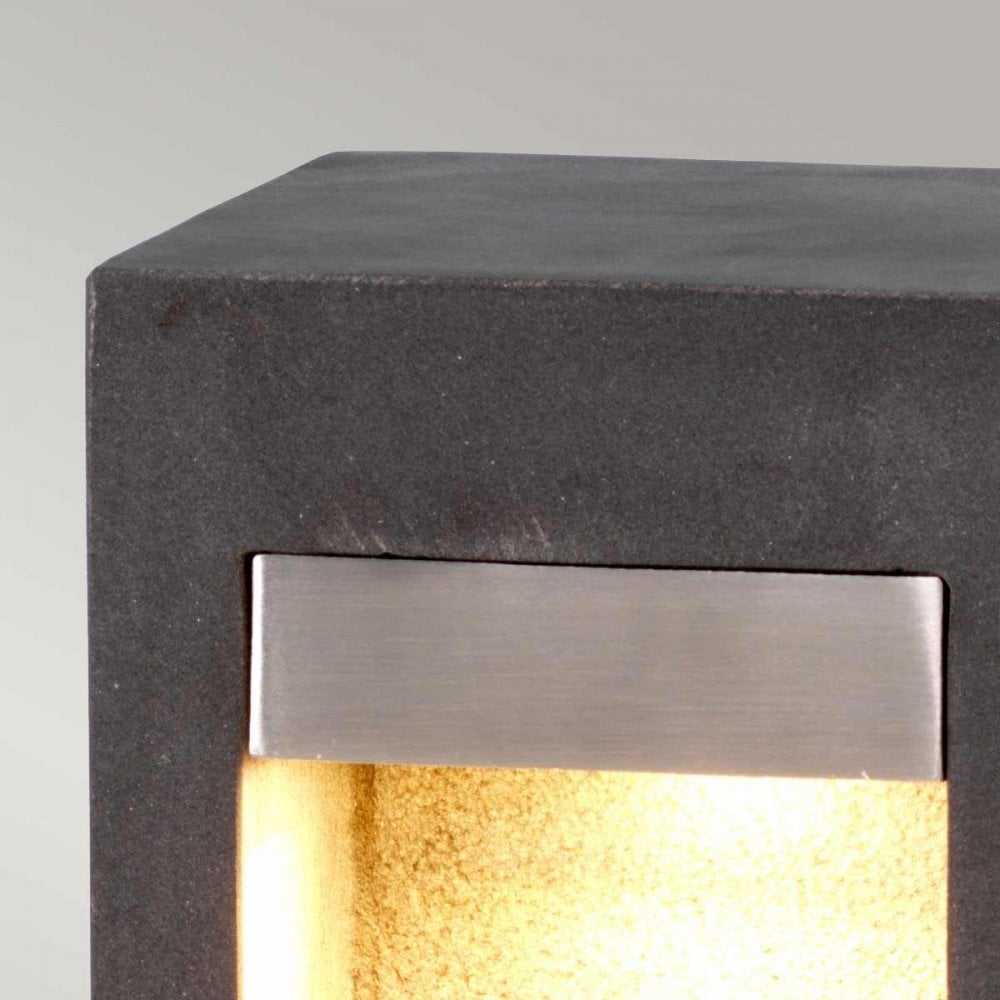 PARKSTONE-BOL-B Parkstone Medium LED Bollard Basalt Stone with Stainless Steel