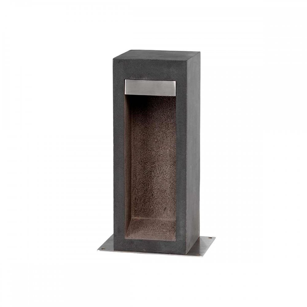 PARKSTONE-BOL-B Parkstone Medium LED Bollard Basalt Stone with Stainless Steel