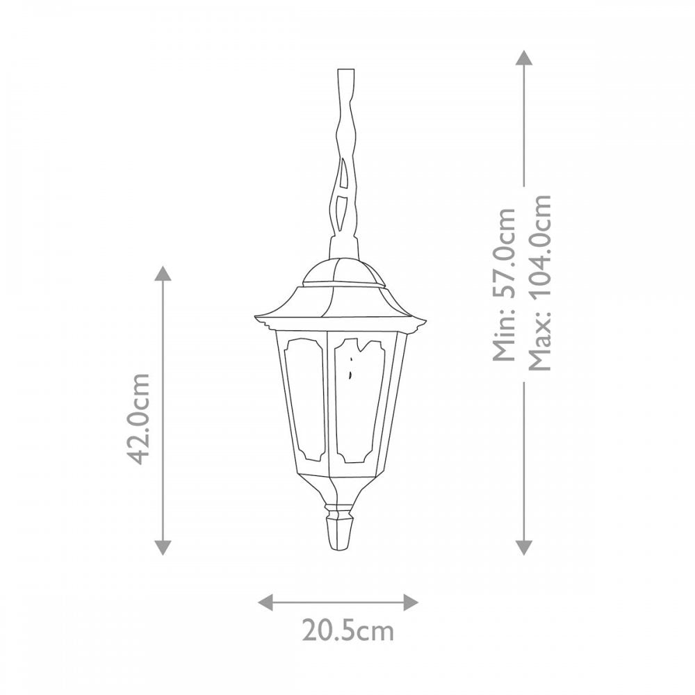 PR9-BLACK Parish 1 Light Chain Lantern Black