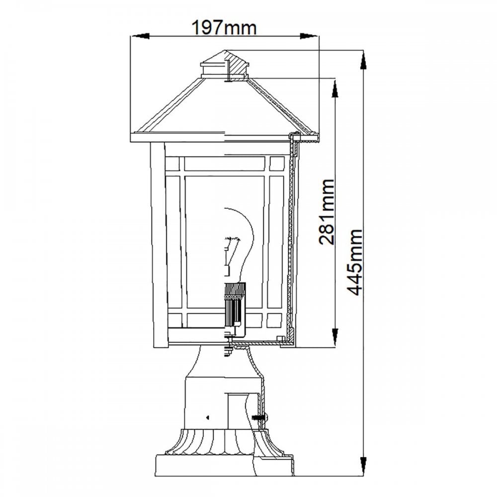 QZ-CEDAR-POINT3-M-BK Cedar Point 1 Light Pedestal Black