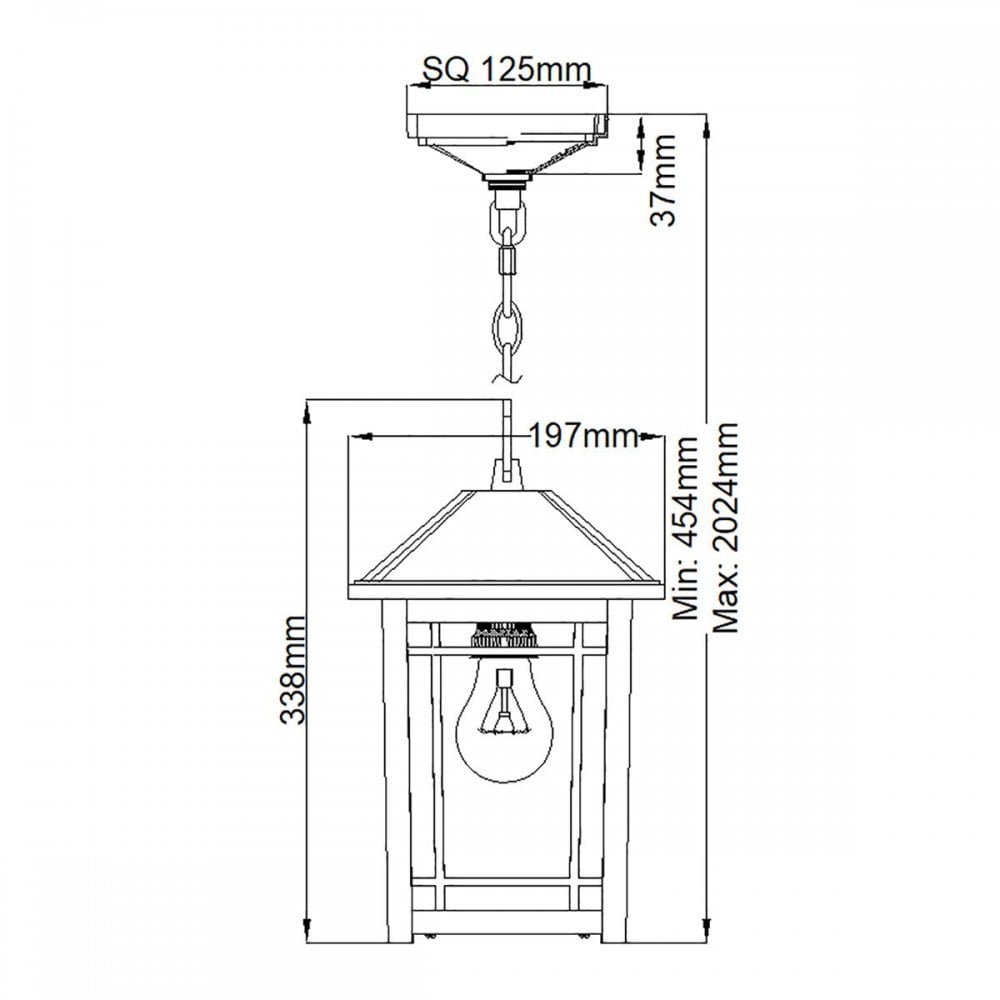 QZ-CEDAR-POINT8-M-BK Cedar Point 1 Light Chain Lantern Black