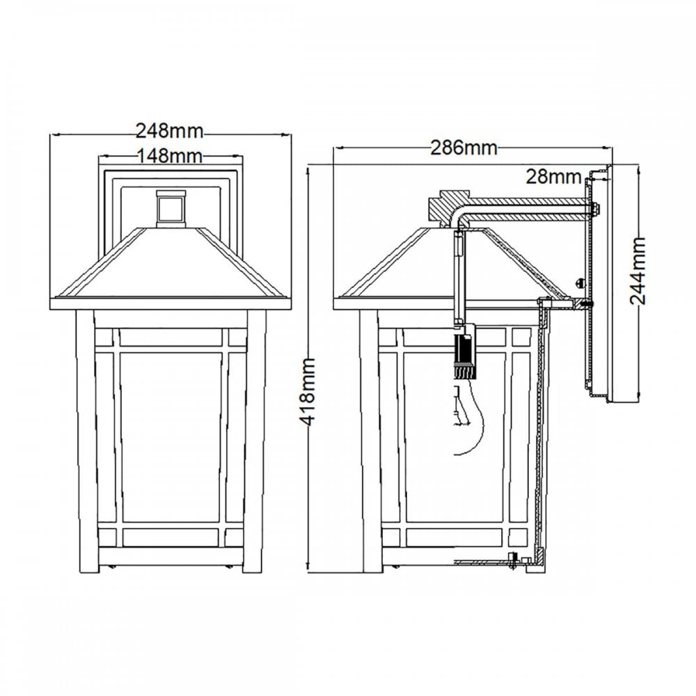 QZ-CEDAR-POINT-L-BK Cedar Point 1 Light Wall Lantern - Large Black