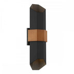 QZ-CHASM-L-BKW Chasm LED Wall Lantern - Large Matte Black (with painted wood effect strap)