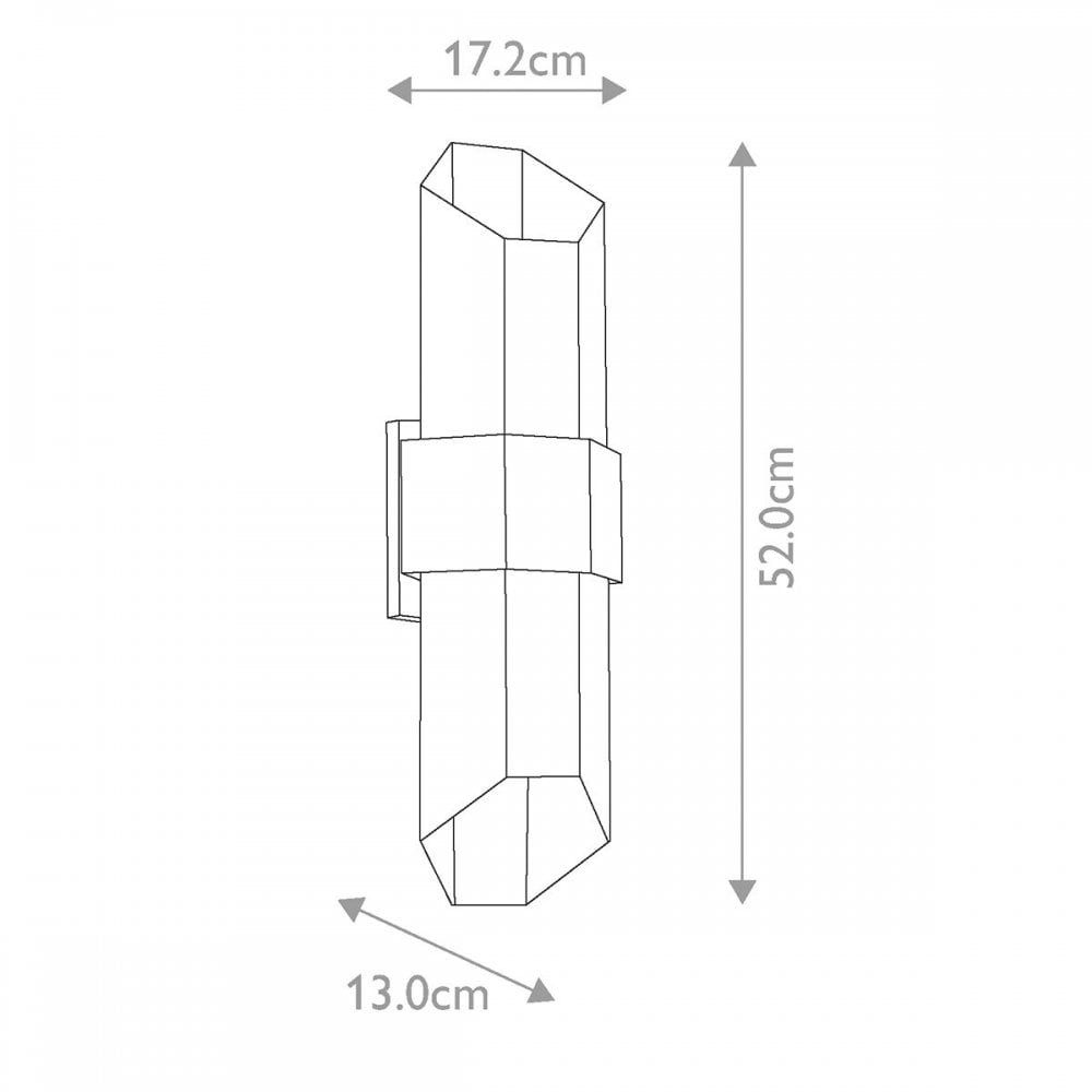 QZ-CHASM-L-BKW Chasm LED Wall Lantern - Large Matte Black (with painted wood effect strap)