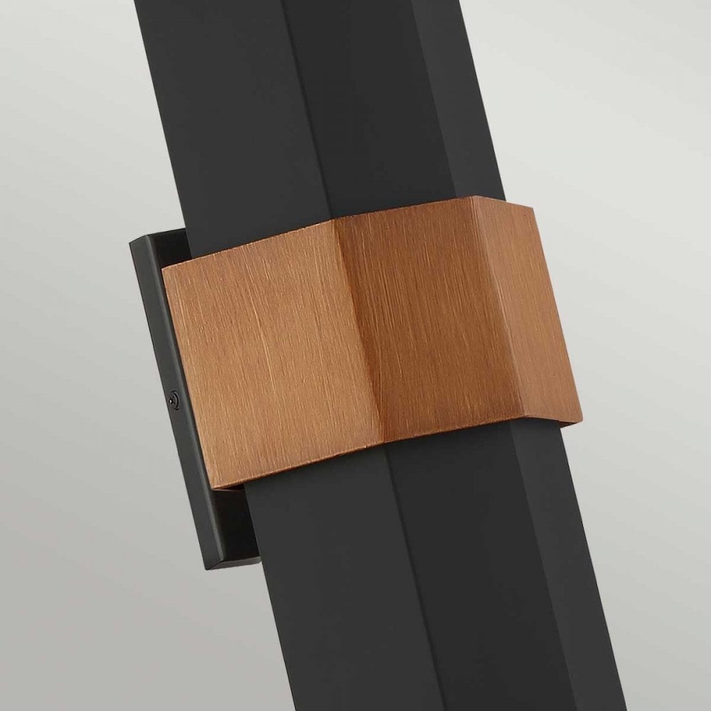 QZ-CHASM-L-BKW Chasm LED Wall Lantern - Large Matte Black (with painted wood effect strap)