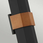 QZ-CHASM-L-BKW Chasm LED Wall Lantern - Large Matte Black (with painted wood effect strap)