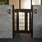QZ-CHASM-M-BKW Chasm LED Wall Lantern - Medium Matte Black (with painted wood effect strap)