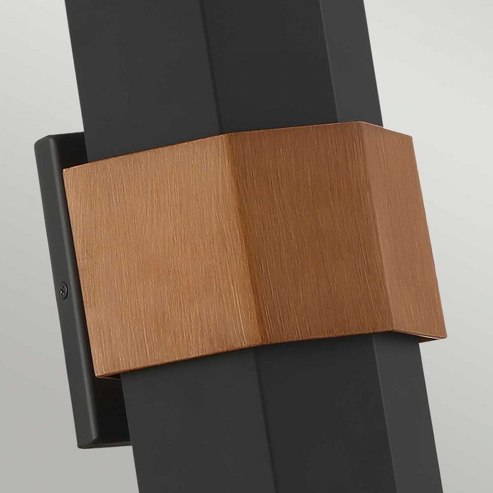 QZ-CHASM-M-BKW Chasm LED Wall Lantern - Medium Matte Black (with painted wood effect strap)