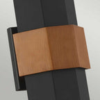 QZ-CHASM-M-BKW Chasm LED Wall Lantern - Medium Matte Black (with painted wood effect strap)