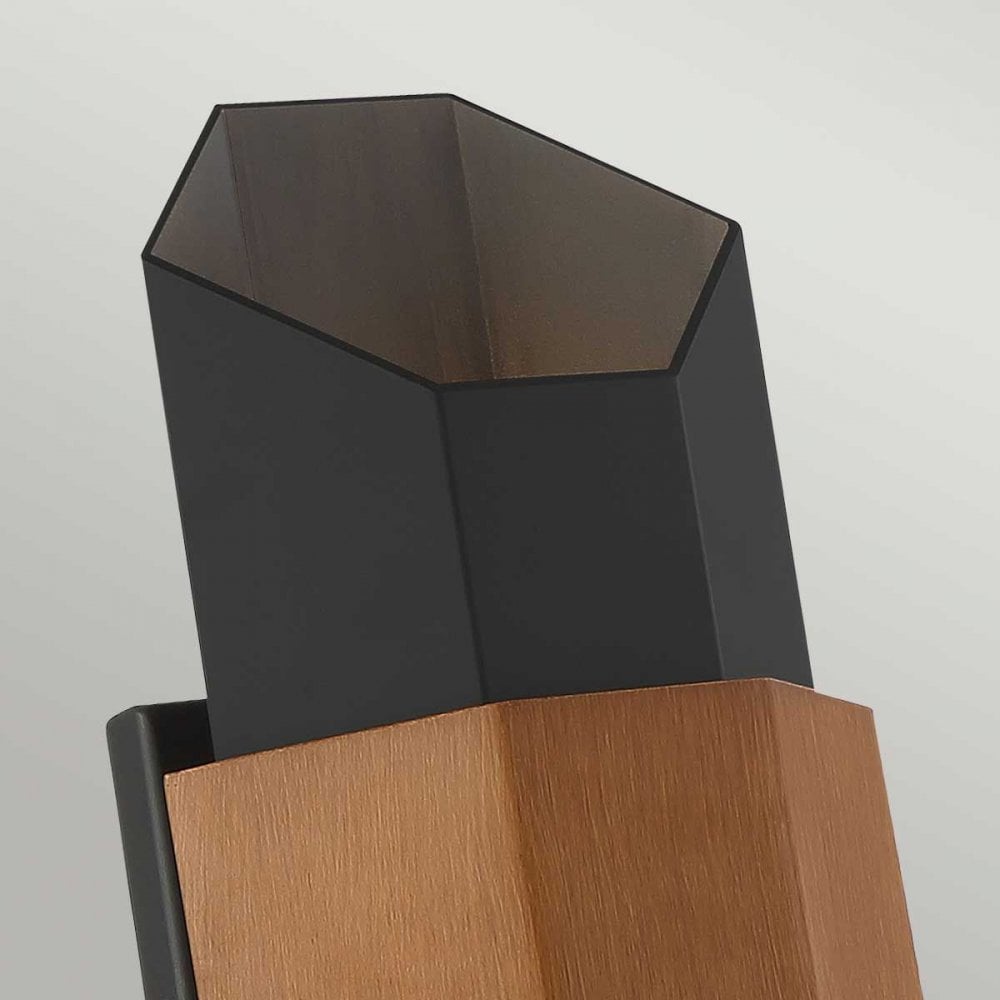 QZ-CHASM-M-BKW Chasm LED Wall Lantern - Medium Matte Black (with painted wood effect strap)