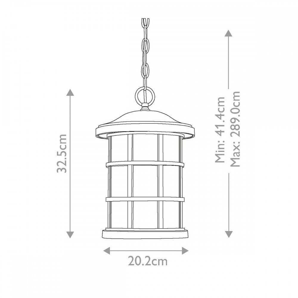 QZ-CRUSADE8-BLK Crusade 1 Light Chain Lantern Earth Black